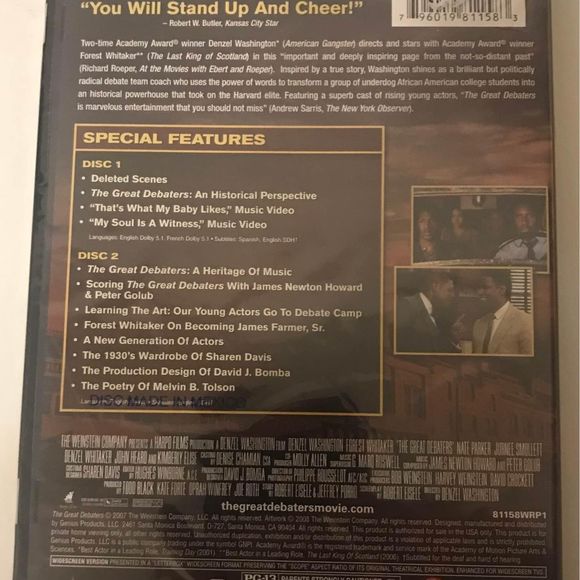 The Great Debaters starring Denzel Washington and Forest Whitaker new on DVD - Picture 2 of 2